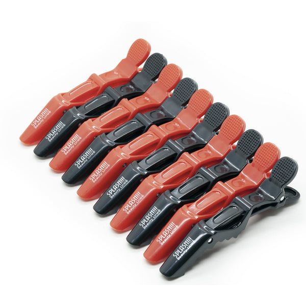 PINZAS COCODRILO PARA CABELLO SPLASH NEGRO/ROJO #1474-00 PQT.