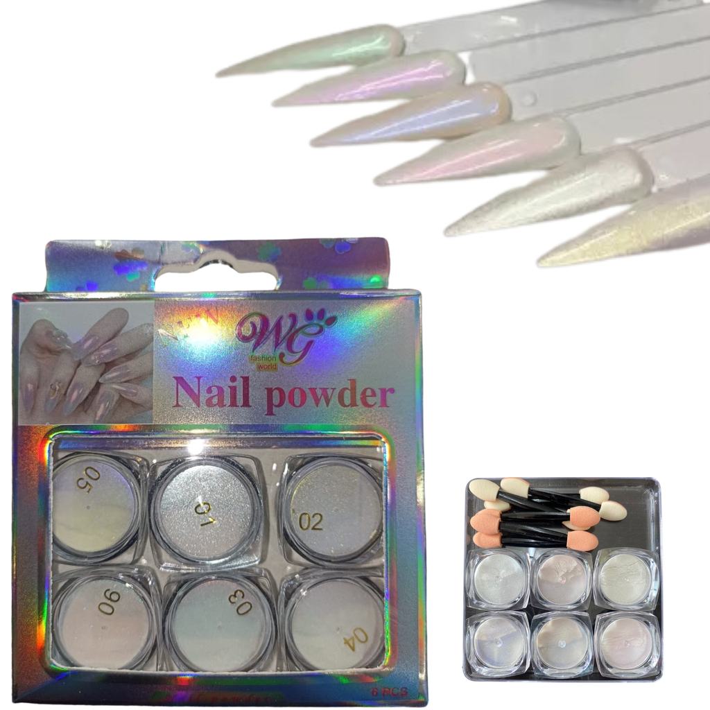 PIGMENTO LUMINARIO P/UÑAS CAJA CON 6 PZAS