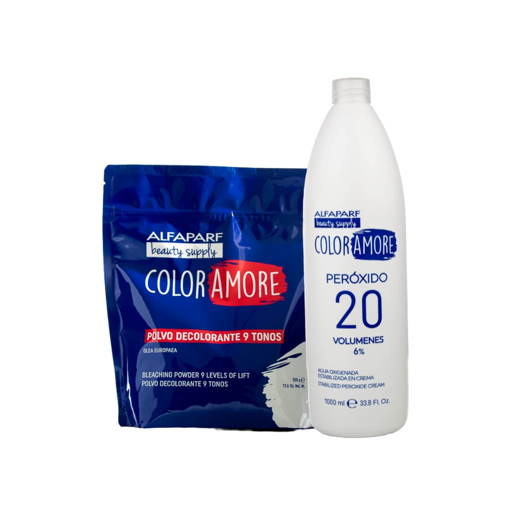 KIT DECOLORANTE COLOR AMORE 500G + PEROXIDO 1L 20/30 VOL (8022297201320)