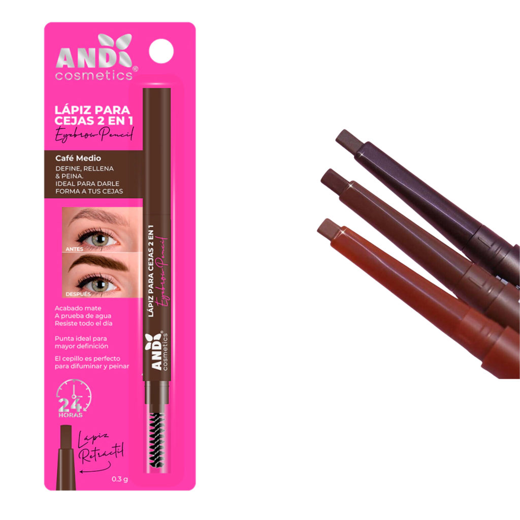 LAPIZ RETRACTIL 2 EN 1 PARA CEJAS AND CAFE MEDIO MOD: 69878 (7503044445521)