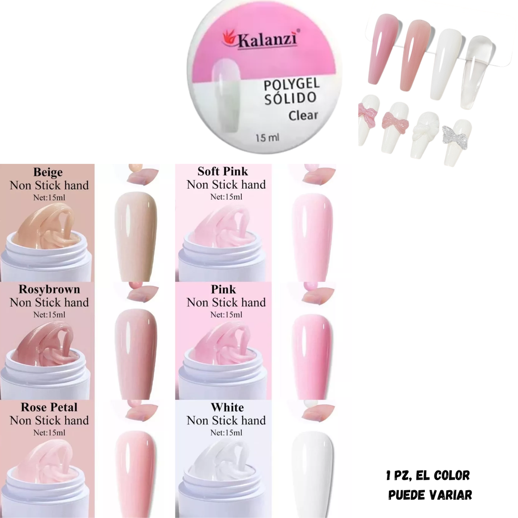 POLYGEL SOLIDO VARIOS TONOS 15ML KALANZI (6P)