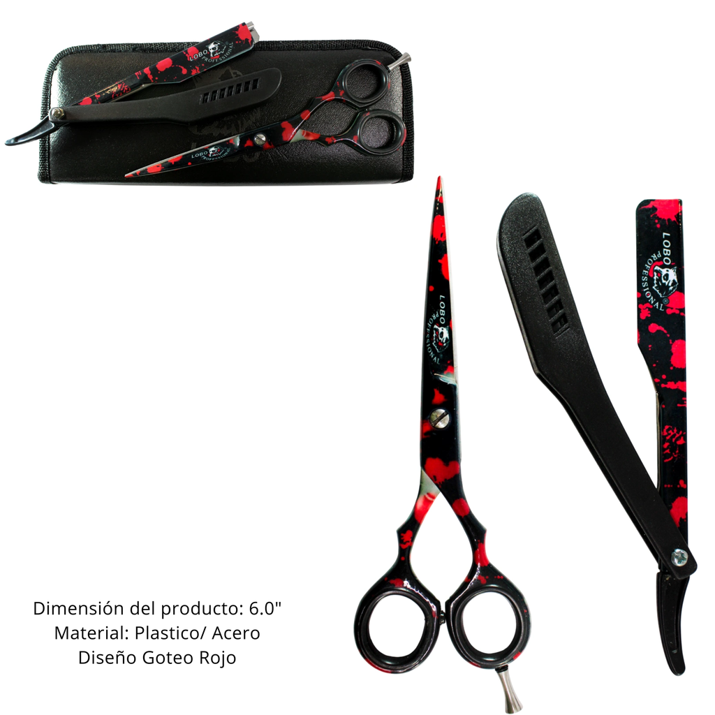 JUEGO DE PORTANAVAJA Y TIJERA ROJO LOBO MOD 2401-00