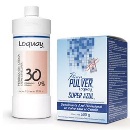 [KITLQAZUL] KIT LQ AZUL DECOLORANTE Y PEROXIDO 30 VL PULVER