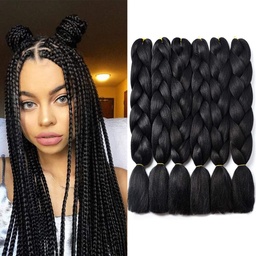 [TK-1B] TRENZA KANEKALON NEGRO AZULADO (LEE BIEN)