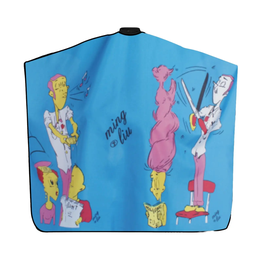 [7501955452744] CAPA CORTE CABELLO INFANTIL CARICATURAS AZUL 80X125CM 1276-POL-CARI AZUL